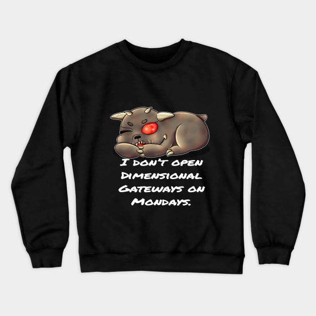 Tiny Terror Zuul Dimensional Monday - Dark Colors Crewneck Sweatshirt by CallistoCreates